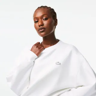 【LACOSTE】女裝-Lacoste背面印花慢跑大學T(白色)