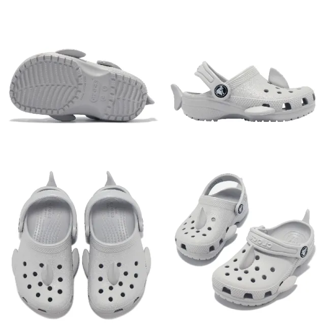 【Crocs】洞洞鞋 Classic I AM Shark Clog T 小童 大氣灰 經典鯊魚克駱格 小朋友(2100141FT)