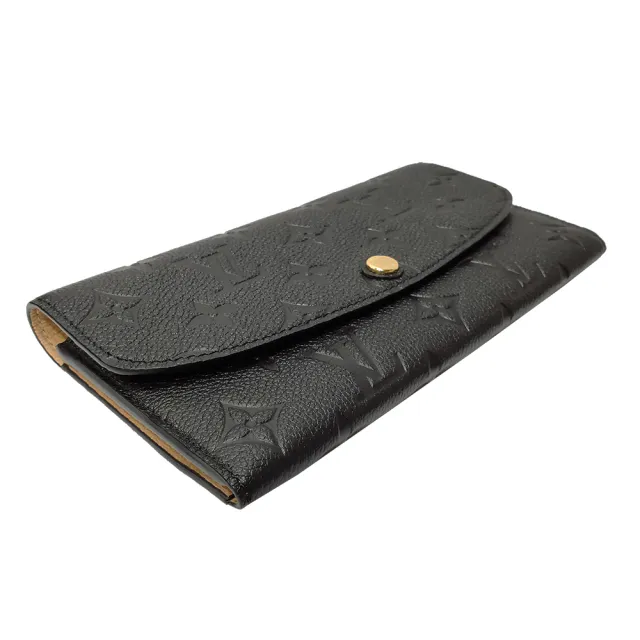 【Louis Vuitton 路易威登】M62369 經典Emilie系列柔軟粒面牛皮拚色信封式長夾錢包(黑色)