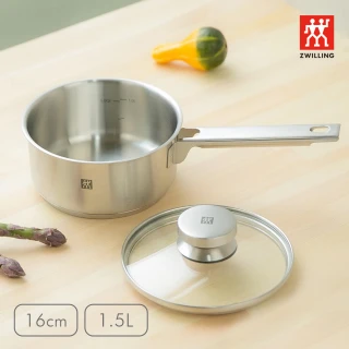 【ZWILLING 德國雙人】Joy不鏽鋼單柄鍋16cm-1.5L/含玻璃蓋(德國雙人牌集團官方直營)