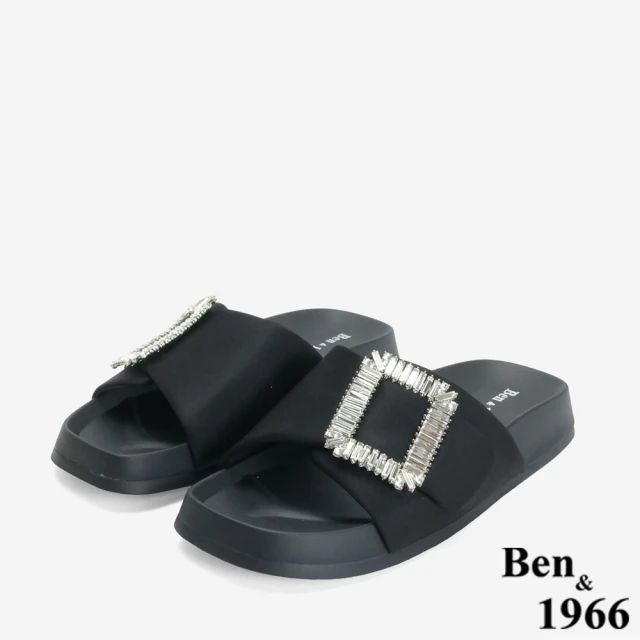 Ben&1966 高級絲綢布精緻方鑽簡約拖鞋-24649