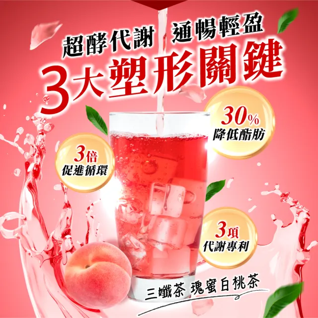 【Laler 菈楽】3孅茶瑰蜜白桃茶9盒(共90包；葉家妤推薦.茶包.消水.代謝)