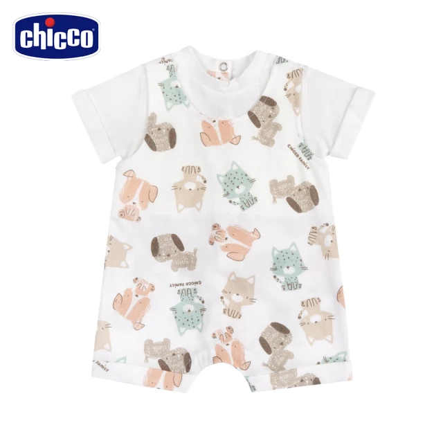 Chicco 24SS-SB 汪貓家族-滿版假吊帶褲短袖兔裝