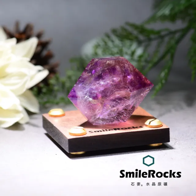【SmileRocks 石麥】Super Seven 三輪骨幹雙尖水晶No.041380927(紫晶/茶晶/白晶//針鐵礦/黃磷鐵礦/金紅石)