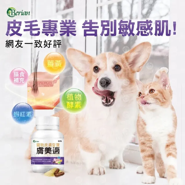 【Berian】膚美適寵物皮膚保健食品-60粒(犬貓適用)