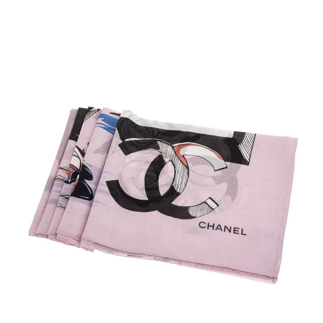 【CHANEL 香奈兒】新款CHANEL字母海灘風格塗鴉設計罩衫/薄圍巾(附收納袋)