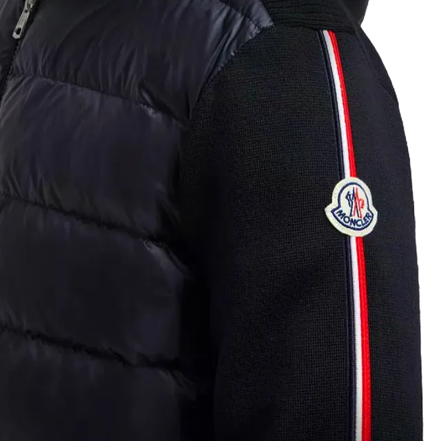 【MONCLER】秋冬新款 男款 羽絨羊毛拼接連帽外套-深藍色(1號USA-S、2號USA-M、3號USA-L、4號USA-XL)