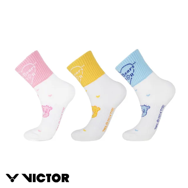 【VICTOR 勝利體育】VICTOR X Care Bears聯名系列運動襪 童襪(C-5132CBC I/M/E 胭脂粉/天使藍/蓍草黄)