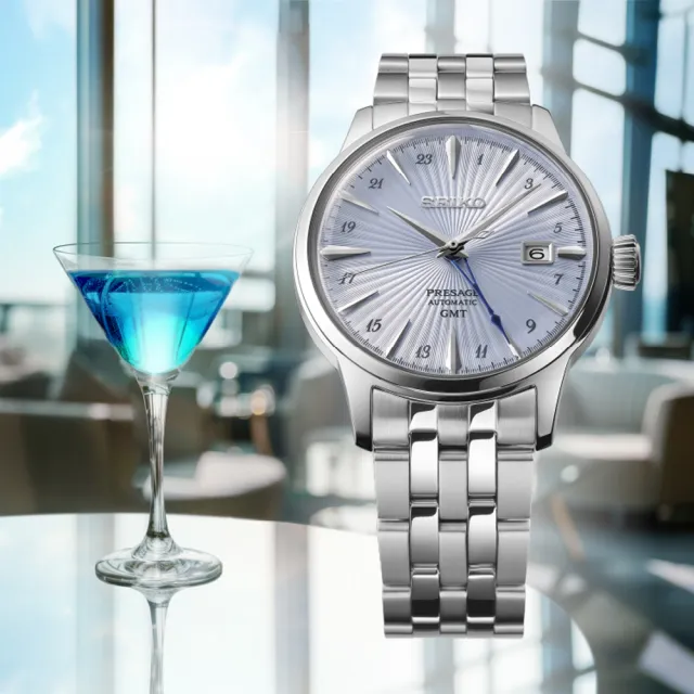 【SEIKO 精工】PRESAGE系列 調酒師 雞尾酒 GMT機械腕錶 錶 週年慶 雙11 (SSK037J1/4R34-00J0B)
