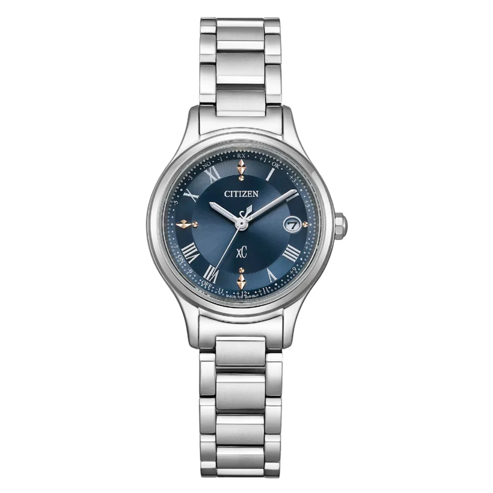【CITIZEN 星辰】金屬電波光動能優雅女錶 27mm(ES9490-61L)