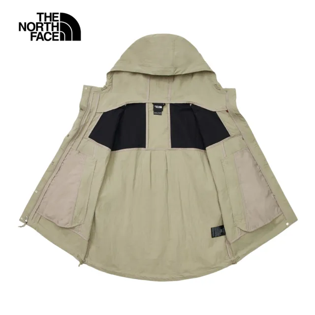 【The North Face】北面女款灰黑拼接防風防潑水下擺抽繩連帽外套｜81RX5IF