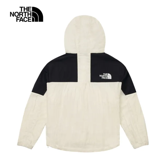 【The North Face】北面女款米白色防風防潑水下擺抽繩連帽外套｜81RXROU