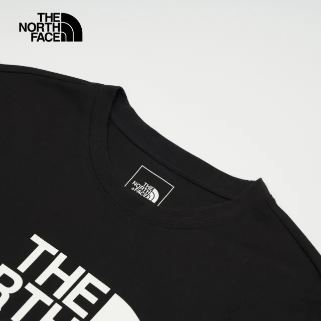 【The North Face】北面男款黑色吸濕排汗品牌LOGO長袖T恤｜8AMJJK3