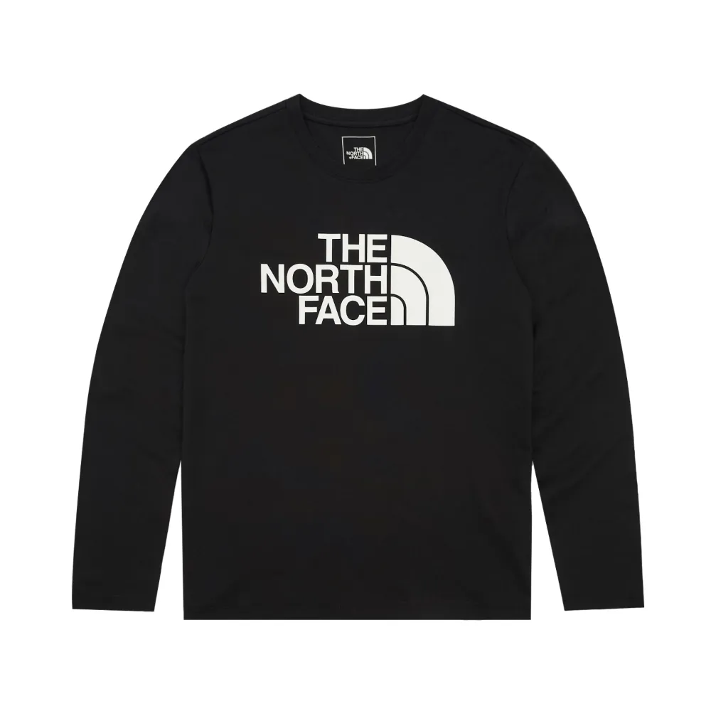 【The North Face】北面女款黑色吸濕排汗品牌LOGO長袖T恤｜8AKUJK3