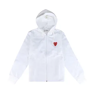 【川久保玲】Comme Des Garcons Play川久保玲左胸LOGO純棉長袖連帽外套(女款/白)