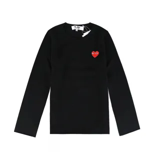 【川久保玲】Comme Des Garcons Play川久保玲布章LOGO紅愛心長袖羊毛毛衣(女款/黑)