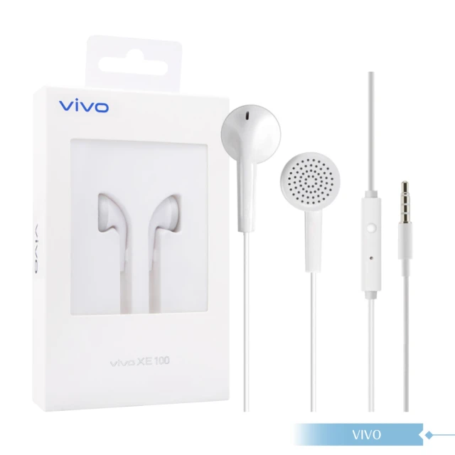 【VIVO】XE100 高品質平耳式耳機 3.5mm(原廠盒裝 / 白色)