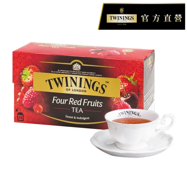 【Twinings 唐寧茶】調味茶包 25包x1盒(四紅果茶/沁心薄荷/香甜蜜桃/香橙肉桂/異國香蘋)