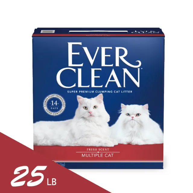 【EverClean 藍鑽】強效凝結除臭貓砂25LB-2入組(美規)