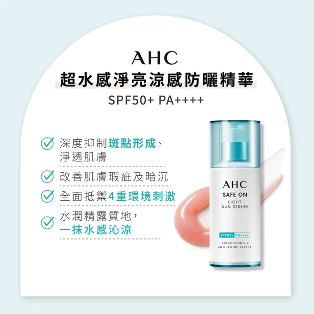 【AHC】買1送1★SAFE ON!超水感淨亮涼感防曬精華40ML(防曬/防曬乳)