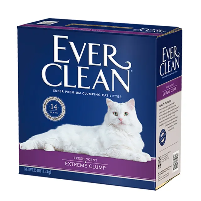 【EverClean 藍鑽】強效凝結除臭貓砂25LB-2入組(美規)