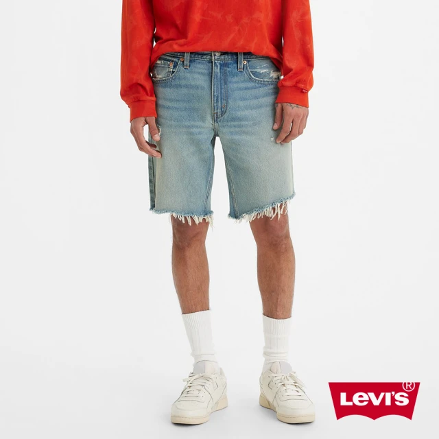 LEVIS 男款中腰直筒丹寧牛仔短褲 / 不收邊設計 人氣新品 39864-0077