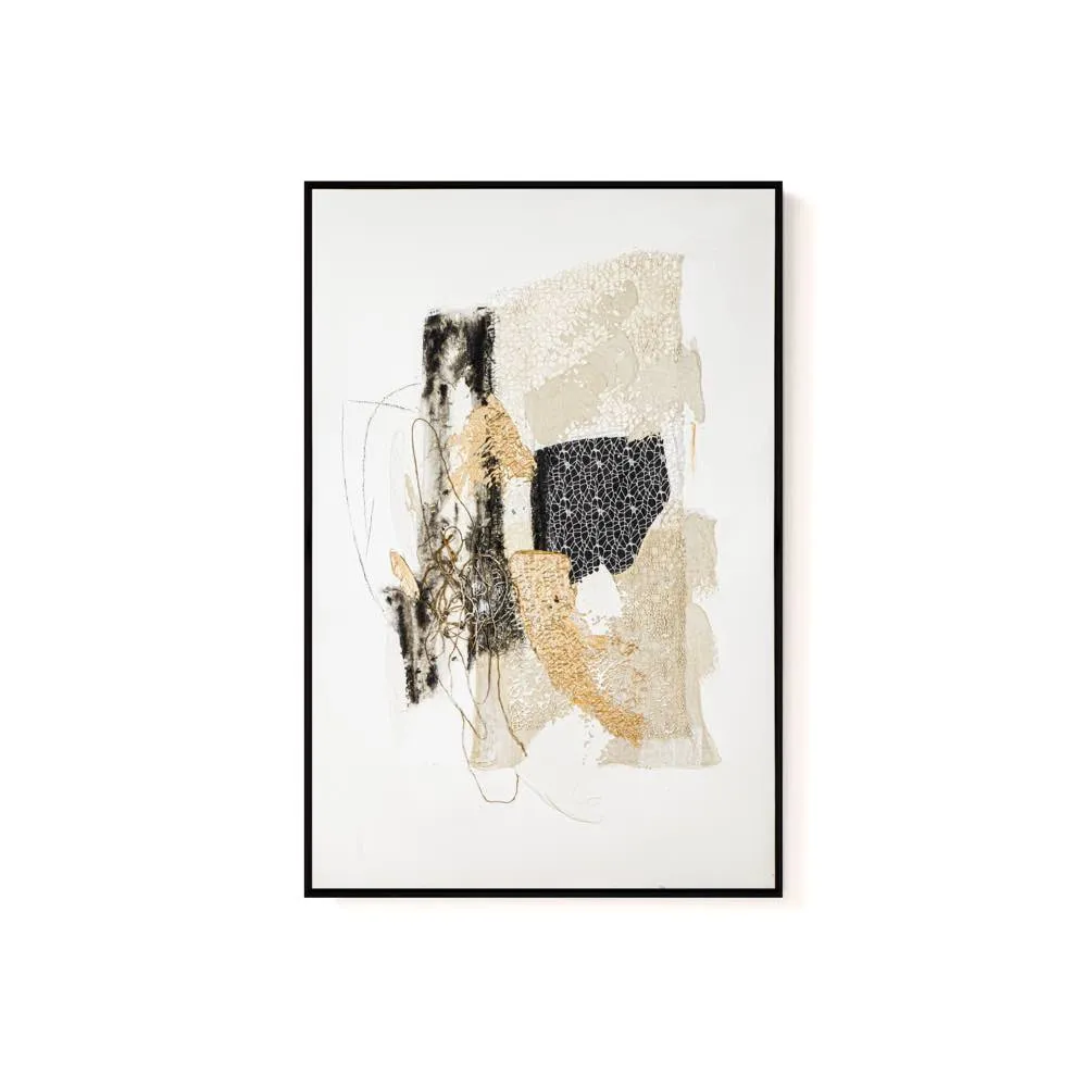 【菠蘿選畫所】真人手繪 米與黃II -80x120cm(金黃色抽象掛畫/玄關裝飾掛畫/藝術家掛畫)