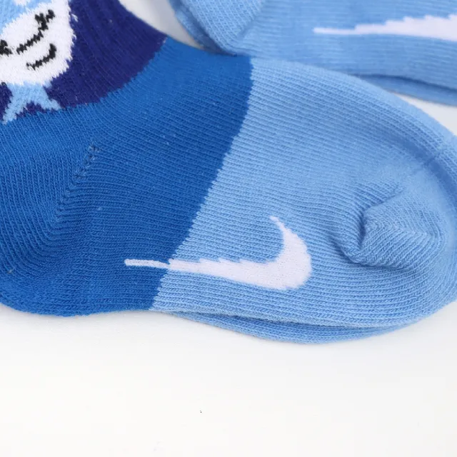 【NIKE 耐吉】襪子 Lightweight 童襪 藍 白 灰 寶寶襪 小童 小丑魚 鯊魚 螃蟹 章魚 6入裝(NY2323006TD-001)