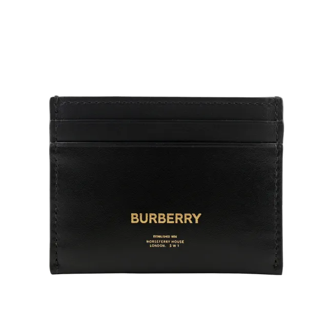【BURBERRY 巴寶莉】金字Logo Sandon 平滑牛皮4卡名片/卡片夾(黑色)