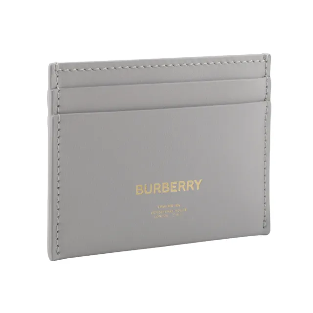 【BURBERRY 巴寶莉】金字Logo Sandon 平滑牛皮4卡名片/卡片夾(麻灰色)
