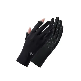 防曬手套 可掀指觸控 冰絲 透氣 舒適 - 率性黑(機車手套)