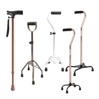 【優惠組】恆伸醫療器材 ER-2028 鋁合金 單手拐杖+四腳拐杖組(多種款式任搭)