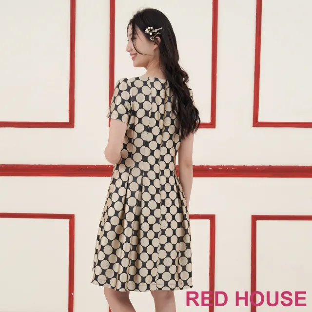 【RED HOUSE 蕾赫斯】光澤感圓點剪接派對洋裝(共2色)