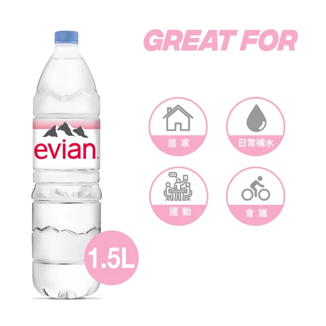 【evian 依雲 原廠總代理直營】天然礦泉水1500mlx12入/箱(寶特瓶)