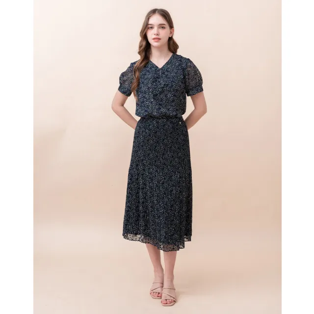 【perng yuh 芃諭名品】舒心悠然 壓褶 鬆緊腰 中長裙(2024 SS Collection｜3A春夏系列)