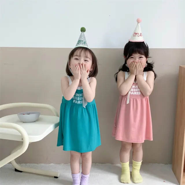 【安朵童舖】現貨韓版兒童女童冰絲吊帶連身裙背心連身洋裝冰絲連身裙童裝(36A/013/10)