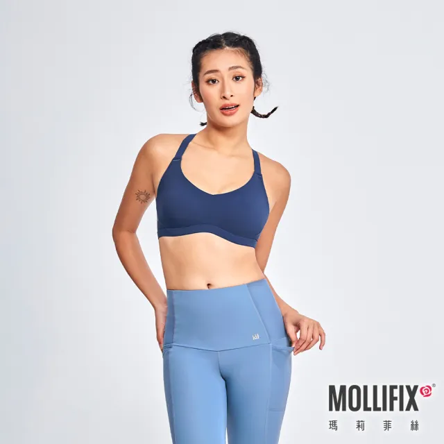 【Mollifix 瑪莉菲絲】3D智塑/Y背微V/俐落V背/織帶交叉/運動內衣、瑜珈服(多色任選)