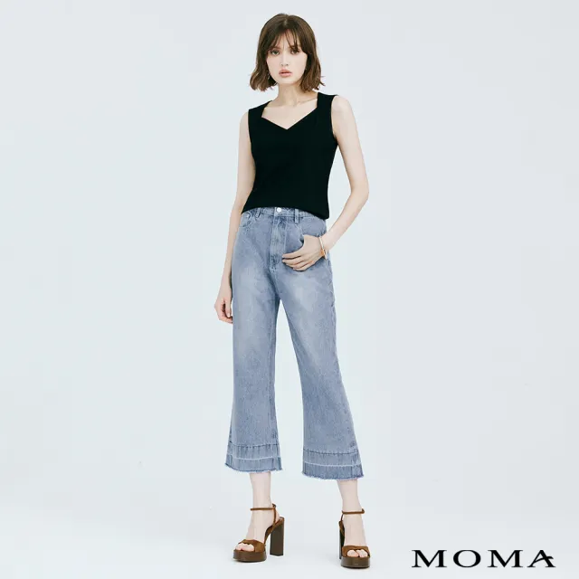 【MOMA】小喇叭細節洗水牛仔褲(淺藍色)
