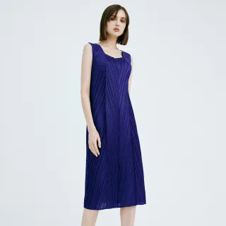 【MOMA】人字壓褶洋裝(藍紫色)