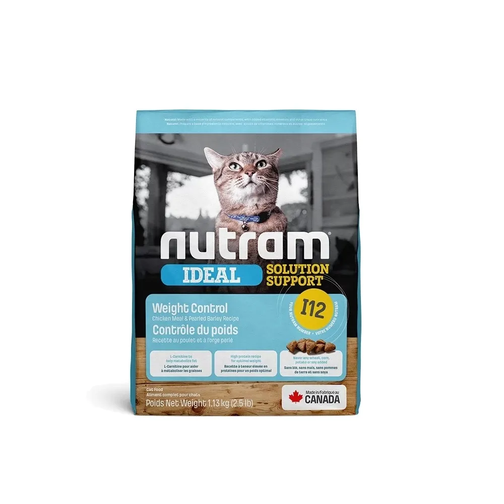 【Nutram 紐頓】I12專業理想系列-維持體態貓雞肉+豌豆 5.4kg/12lb(貓糧、貓飼料、貓乾糧)