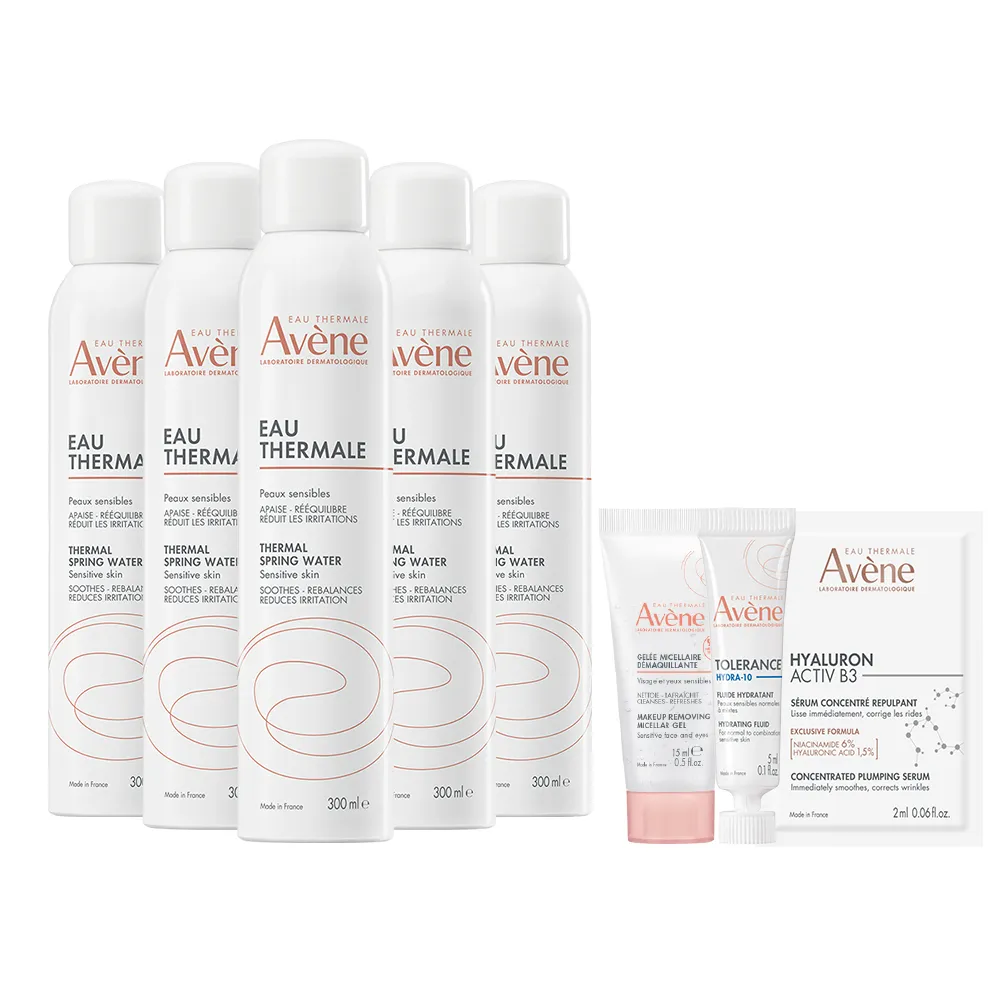 【Avene 雅漾官方直營】活泉水穩膚噴霧300mlx5入組(保濕化妝水/舒緩乾癢敏弱)