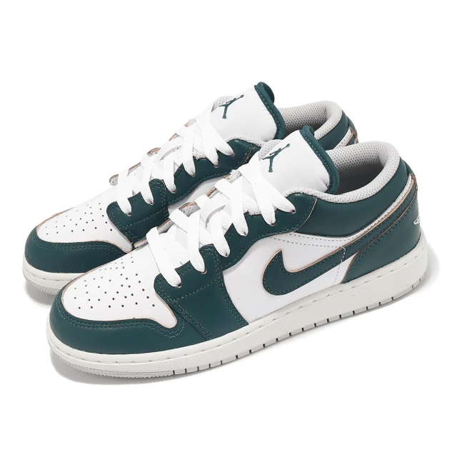 NIKE 耐吉 休閒鞋 Air Jordan 1 Low SE GS 大童 女鞋 綠 白 AJ1 低筒(FQ8041-300)