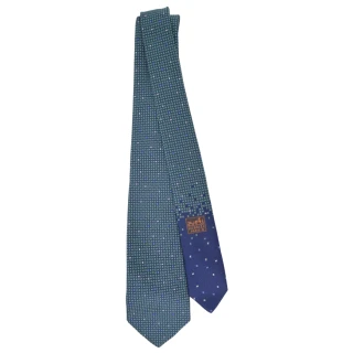 【Hermes 愛馬仕】Arcade H 手工縫製斜紋布真絲領帶(深藍)