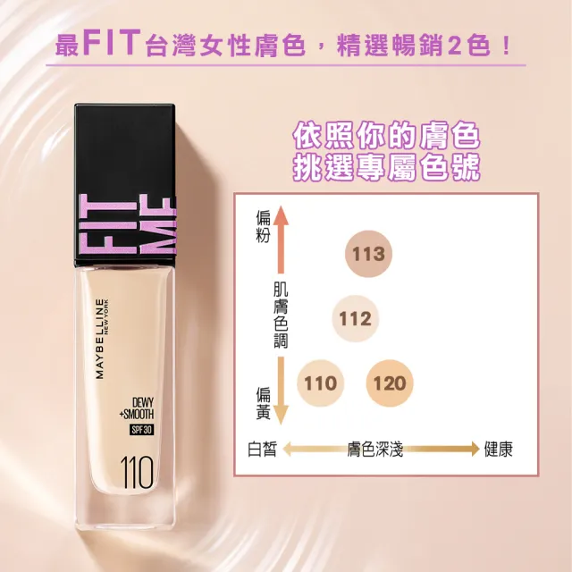 【MAYBELLINE 媚比琳】FIT ME 反孔特霧/水光粉底PRO版 30ml 2入組