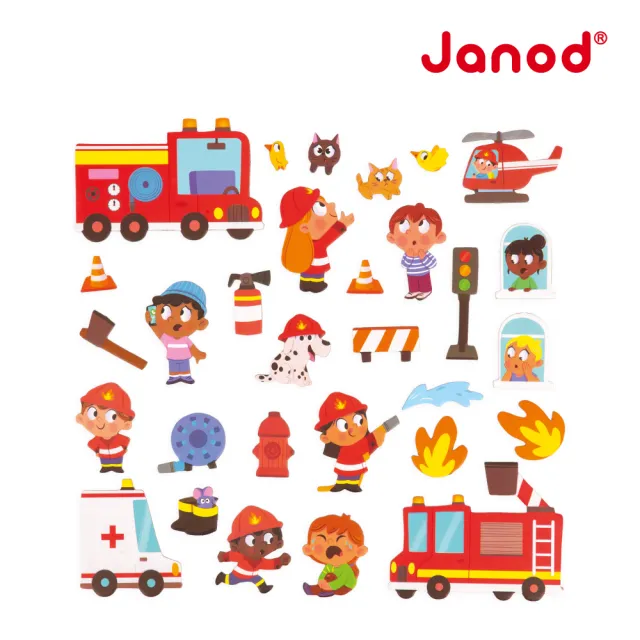 【Janod】磁鐵故事書-勇敢的消防員(好攜帶 輕薄 磁鐵遊戲  益智 認知)