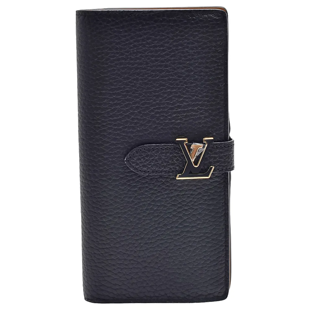 【Louis Vuitton 路易威登】M81330經典品牌LOGO Taurillon皮革直式長夾(黑色)