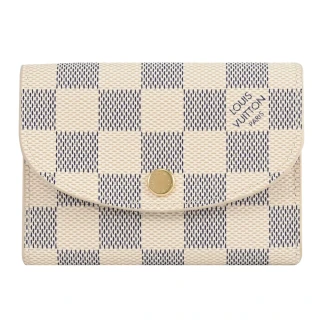 【Louis Vuitton 路易威登】LV N61276 Rosalie 經典白棋盤格信用卡證件名片零錢包(現貨)