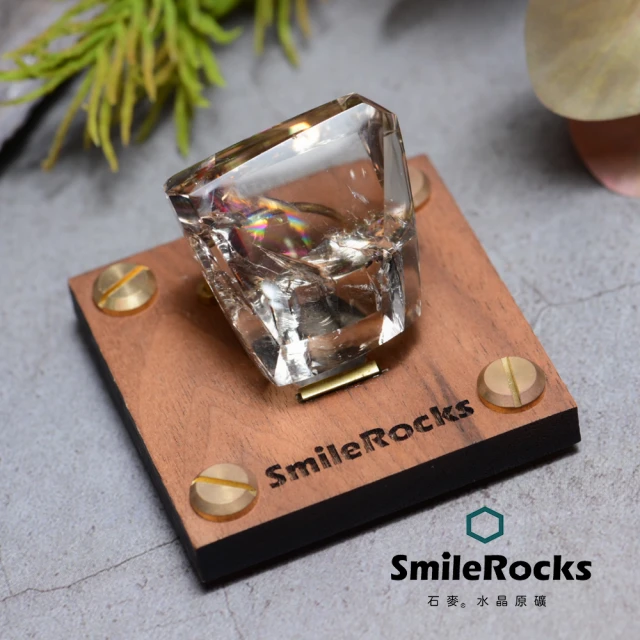 SmileRocks 石麥 石麥水晶原礦 茶黃晶冰塊水晶 No.043890713(SmilePad 6X6底板)