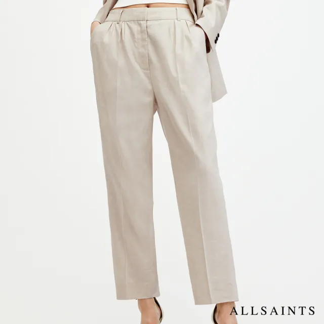 【ALLSAINTS】WHITNEY 亞麻中腰打摺西裝長褲 W017QA(常規版型)