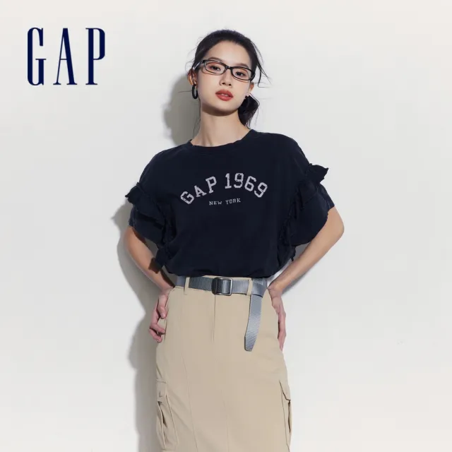 【GAP】男女裝 胸前口袋/花邊短袖T恤-多款任選(463213&463253&537088&541730)